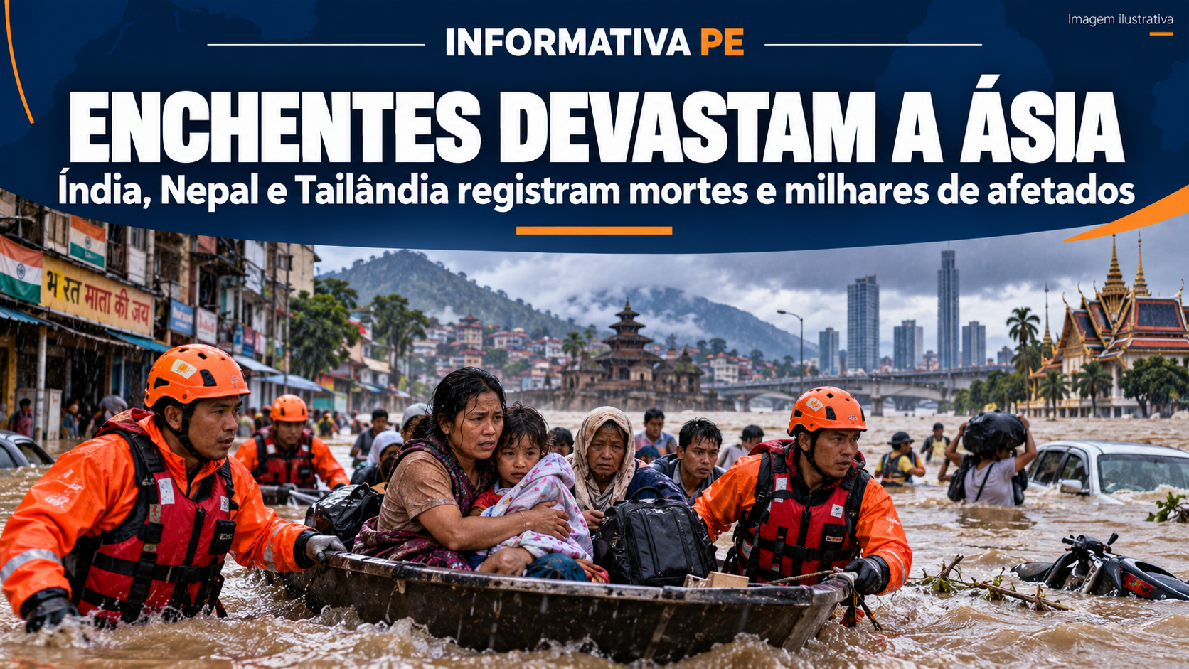 Enchentes na Ásia deixam dezenas de mortos Enchentes na Ásia atingem Índia Nepal e Tailândia