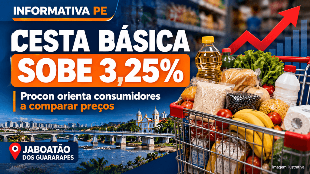 Cesta básica em Jaboatão sobe 3,25% segundo pesquisa do Procon