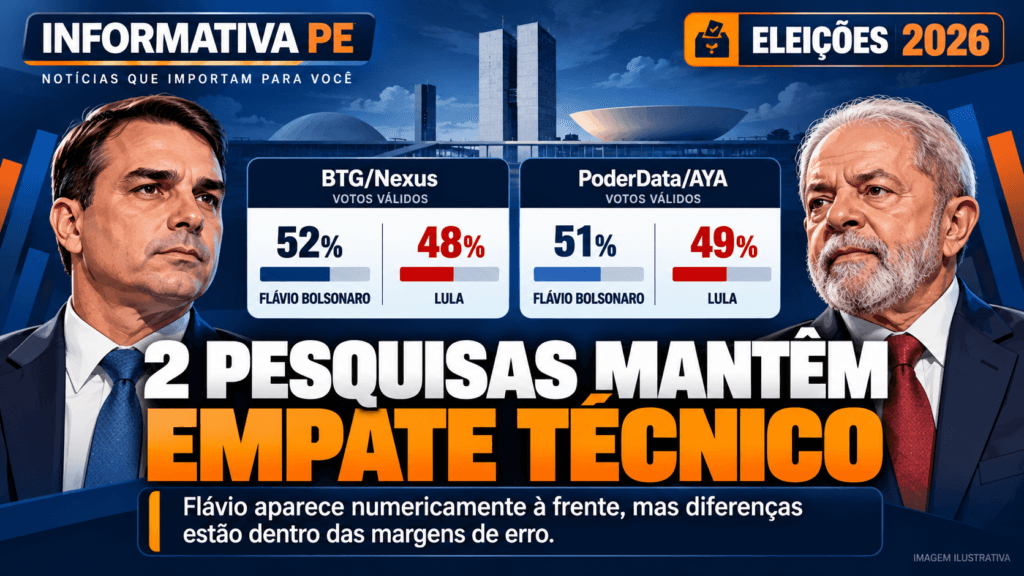 Lula e Flávio Bolsonaro aparecem em empate técnico em duas pesquisas