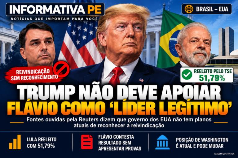 Trump e Flávio Bolsonaro: EUA não planejam reconhecer reivindicação